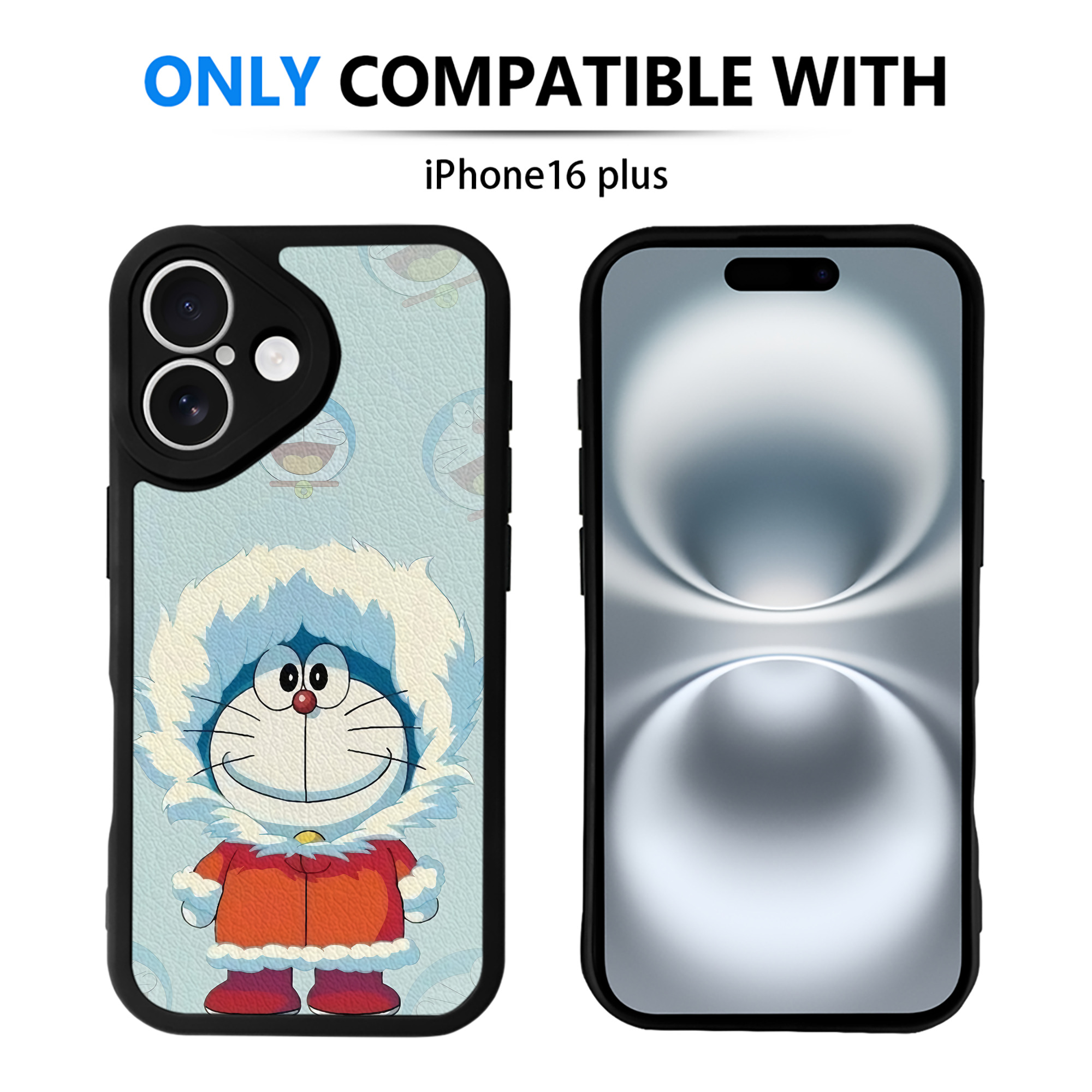 （画像用） ドラえもん Doraemon 【iPhone 16シリーズ対応】シリコンスマホケース（レザー調） 材質：シリコン
